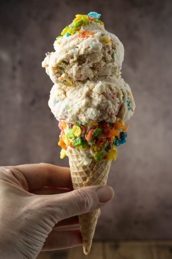 This easy, no-cook Fruity Pebbles Ice Cream tastes like a sweet bowl of your favourite fruity flavour cereal in ice cream form. It's a party!