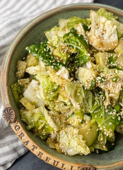 japanese cabbage and cucumber salad in a bowl