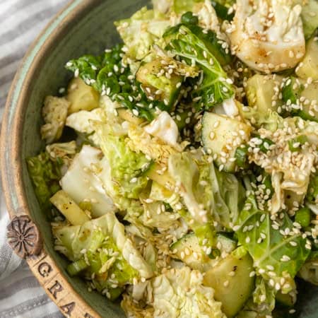 japanese cabbage and cucumber salad in a bowl