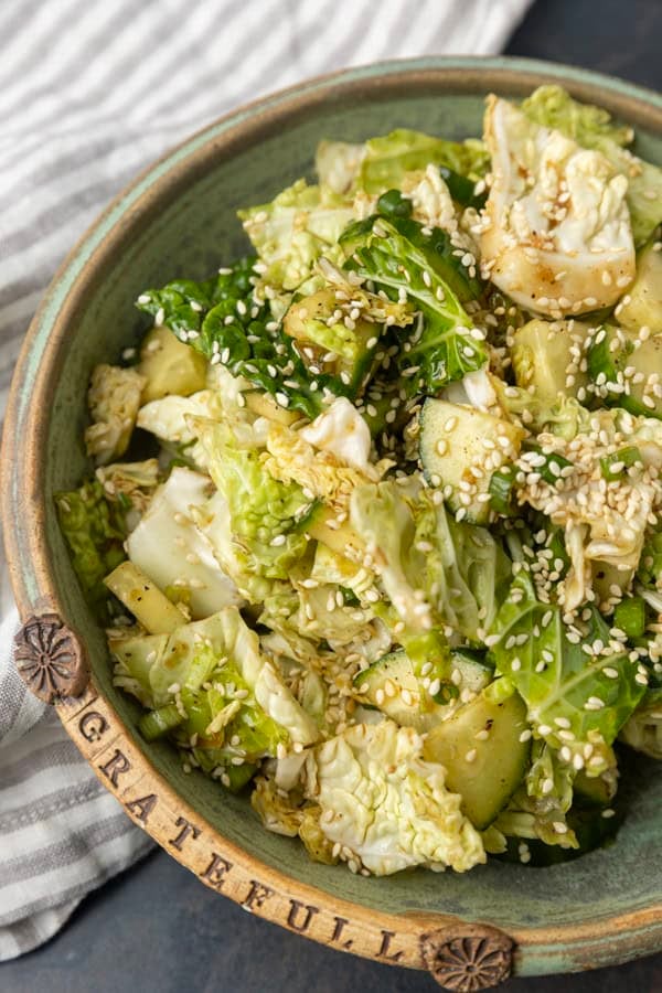 japanese cabbage and cucumber salad in a bowl