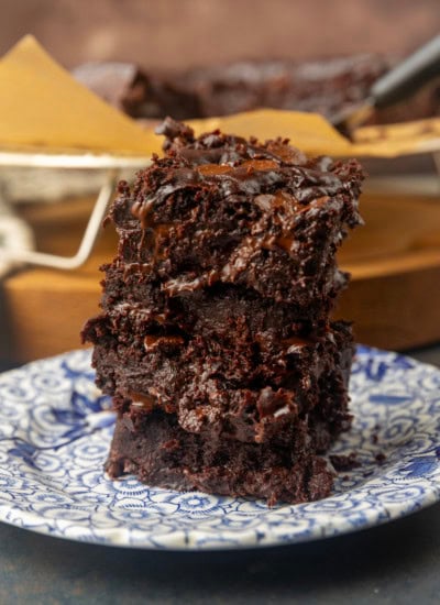 Greek yogurt brownies eggless brownies on a plate