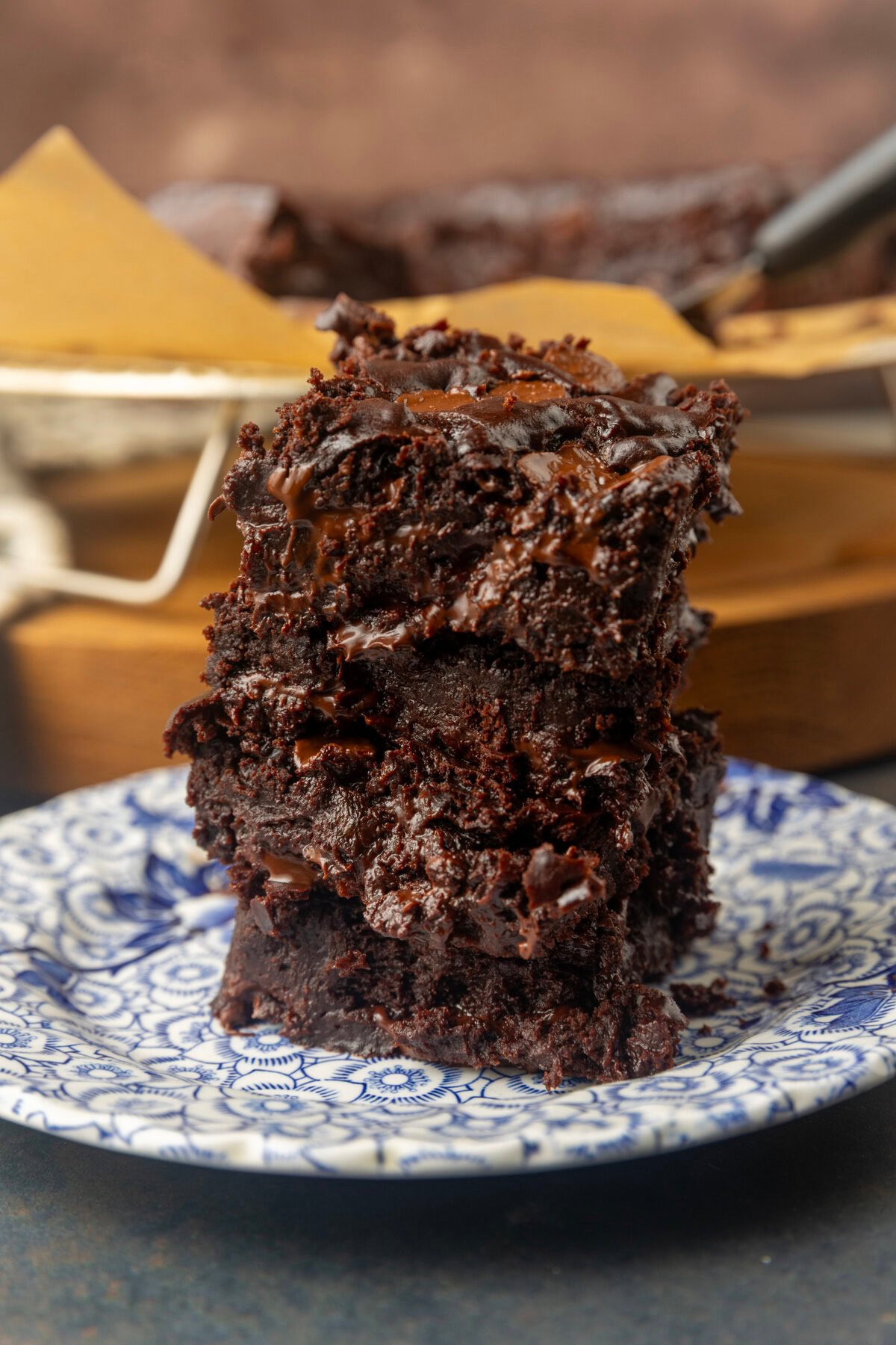Greek yogurt brownies eggless brownies on a plate