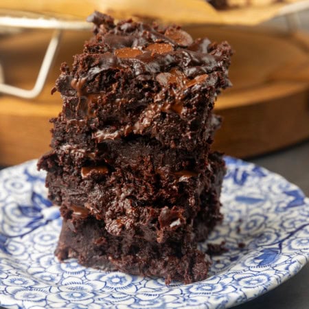 Greek yogurt brownies eggless brownies on a plate
