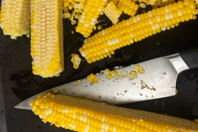 sweet corn cut off of the cob