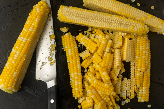 sweet corn cut off of the cob