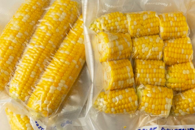 sweet corn in vacuum sealed bags for the freezer