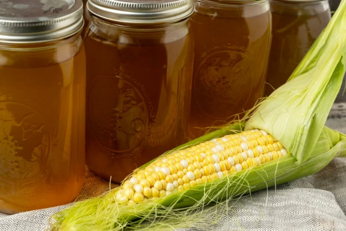 corn stock with an ear of sweet corn
