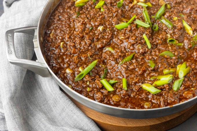 Mongolian rice in an everyday pan