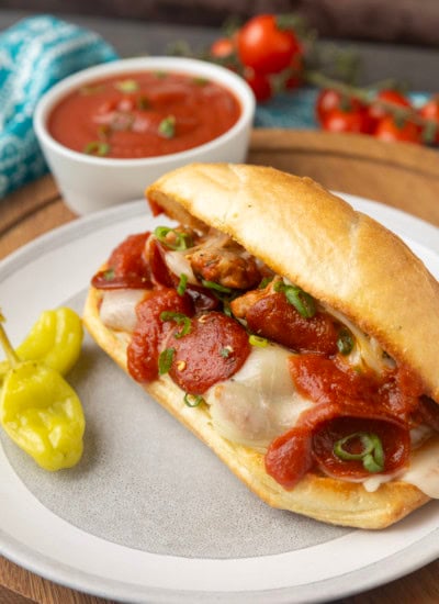 pizza sub sandwich on a plate
