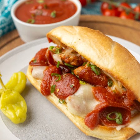 pizza sub sandwich on a plate