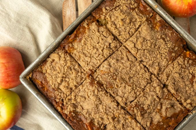 apple coffee cake in a pan