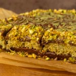 Viral Dubai Chocolate Brownies on parchment paper
