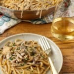 miso mushroom pasta on a plate