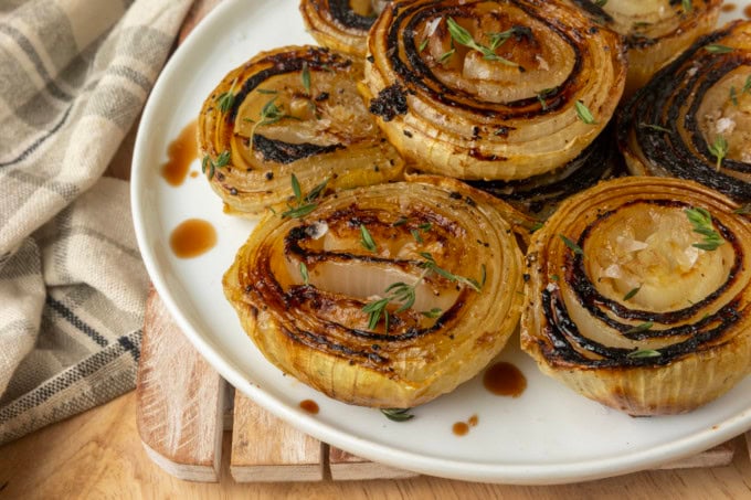 baked onions on a plate