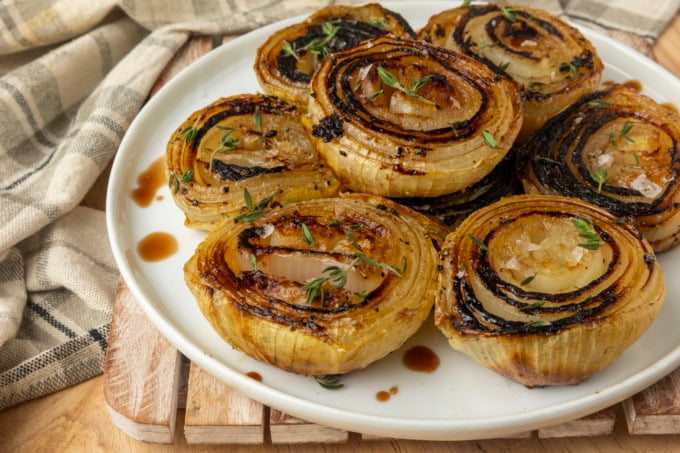baked onions on a plate