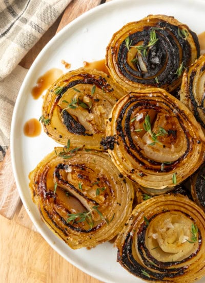 baked onions on a plate
