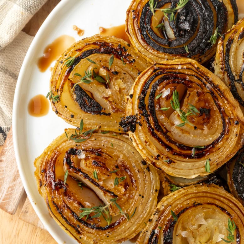 baked onions on a plate
