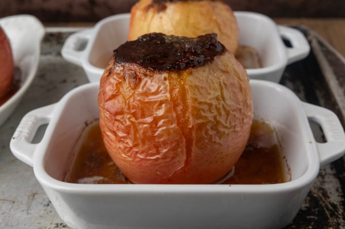 old-fashioned baked apples in ramekins