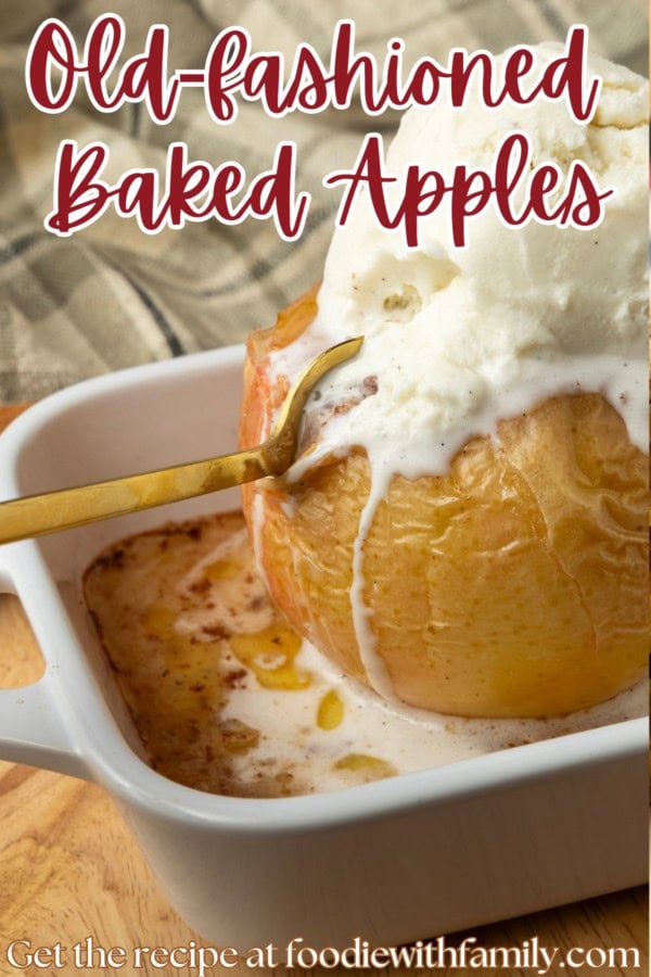 baked apples with vanilla ice cream