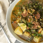 swamp soup in a bowl and in a dutch oven