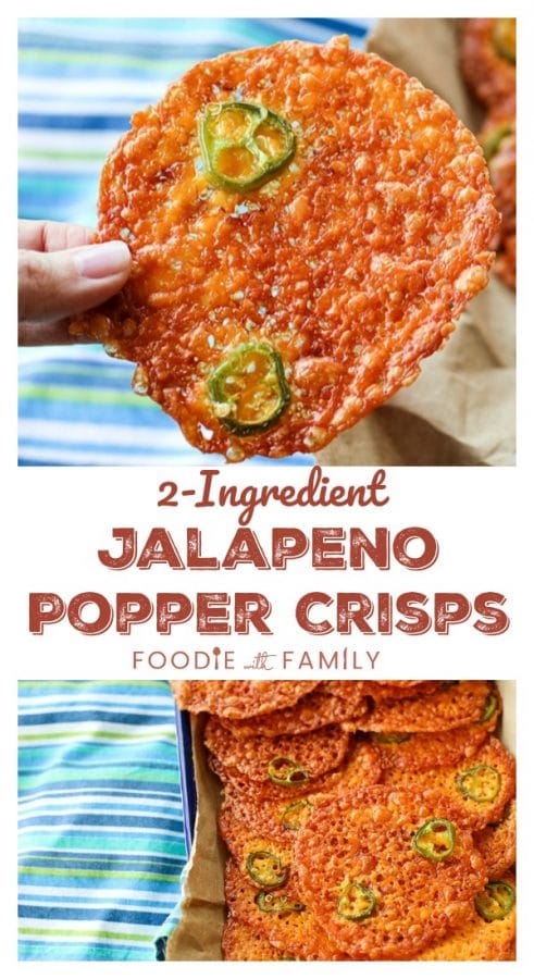 Cracklingly crisp, spicy 2-Ingredient Jalapeno Popper Crisps are a fabulously simple cracker for soups, stews, and salads. Bonus: They're low-carb, too!