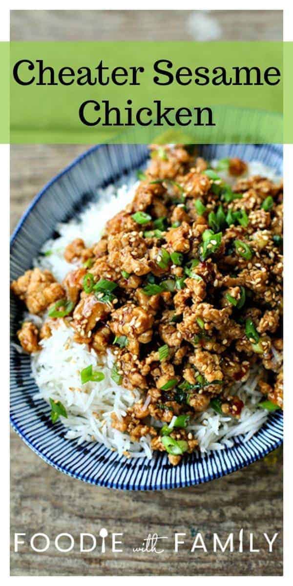 Cheater Sesame Chicken is everything you love about takeout Chinese sesame chicken but is made in your own kitchen with no deep frying. Bonus: It's better for you and faster than Chinese takeout!