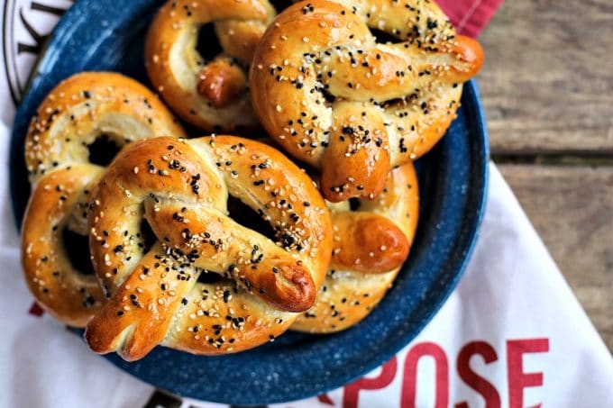 Buttery, salty, and topped with delicious sesame seeds, these chewy yet tender, golden brown sourdough soft pretzels are truly the best. Bonus: This is made with unfed starter, so no special timing needed!