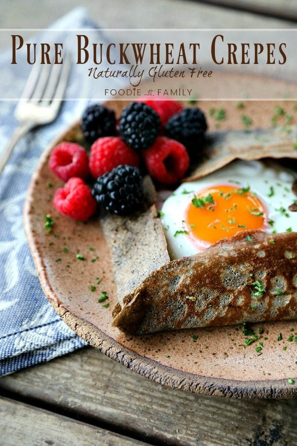 Pure Buckwheat Crepes are a classic staple of French cuisine: crispy edged, simple to make, and wonderful most especially wrapped around savoury ingredients, but great around sweet ones, too.