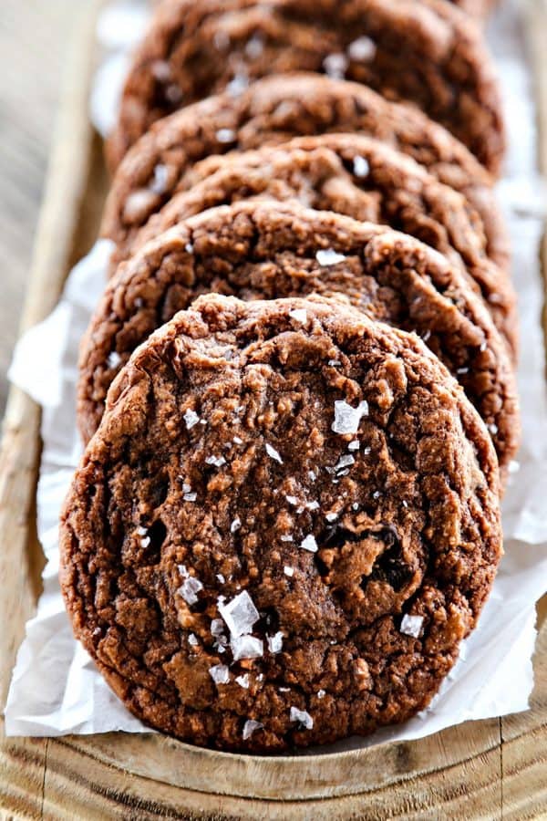 Way too easy to taste this good, Easy Double Chocolate Nutella Cookies with a dusting of sea salt from and a review of Sweet & Simple by Christina Lane. 