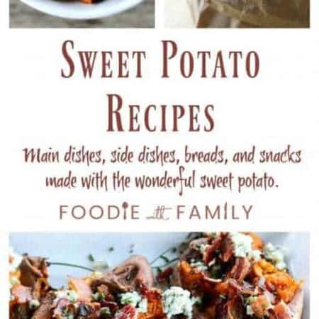 Sweet Potato Recipes for every occasion from Foodie with Family. Melting Sweet Potatoes, Smashed Sweet Potatoes with Bacon and Bleu Cheese, Crispy Baked Sweet Potato Fries, and more!