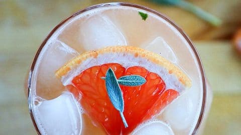 The Lady Greyhound Cocktail; Lady Grey infused vodka, fresh grapefruit juice, sage, and a little honey combine for this ultra refreshing twist on a classic greyhound.