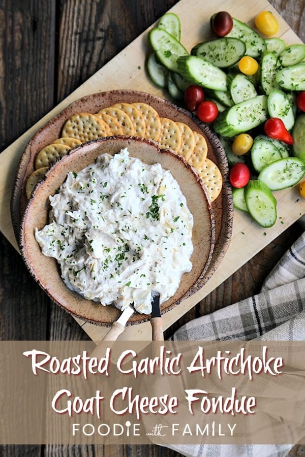 Warm, garlicky goat cheese fondue with tender pieces of marinated artichoke heart is perfectly dippable for crackers, vegetables, crusty bread, and pretzels, but it isn’t just a one-trick pony... When it’s room temperature or cold, it makes the most incredible spread for sandwiches.