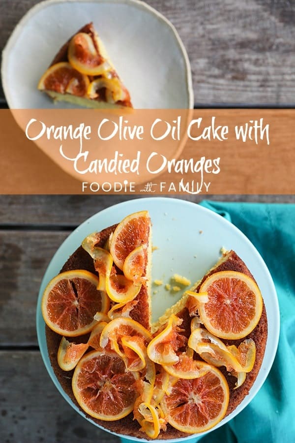 Orange Olive Oil Cake with Candied Oranges is light, has a fine crumb, is perfectly moist but not sopping, is beautifully fragrant of oranges, has just a hint of warm cardamom, and is festooned with thin slices of orange lovingly candied in honey and cardamom syrup.