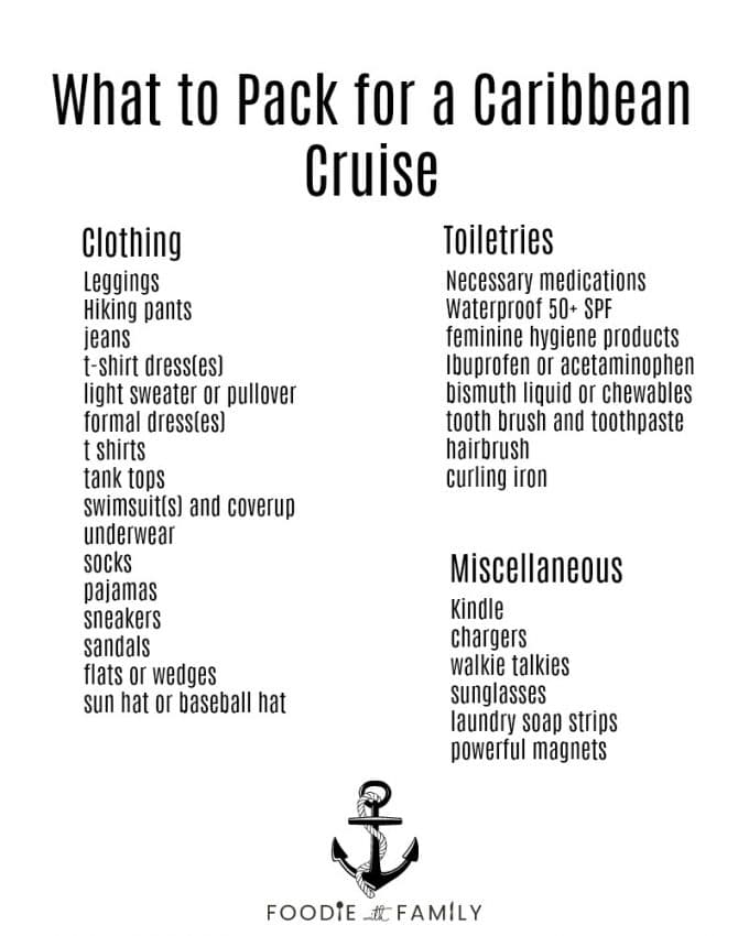 What to Pack for a Caribbean Cruise: a printable list from Foodie with Family