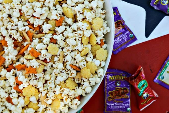 The Ultimate Cheddar Lover's Popcorn Snack Mix is full of cheddar popcorn, two kinds of cheddar crackers, cheddar puffs, and boxed cheddar snack mix. This is sure to banish those after-school snack attacks with style!
