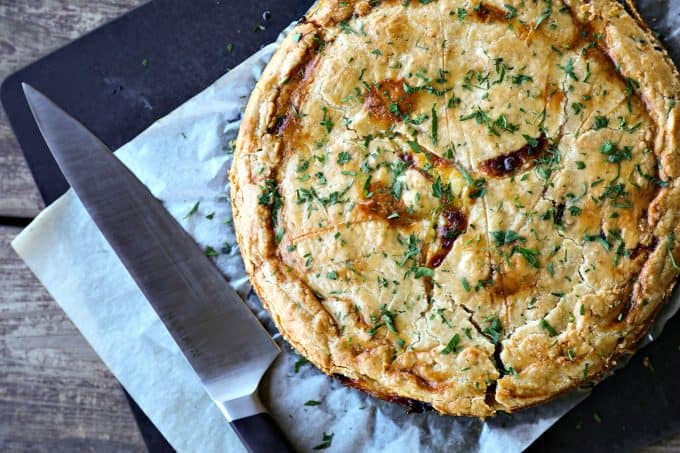 This classic Cheese and Onion Pie is 100% comfort food and 100% easy. A slice of Cheese and Onion Pie with salad is perfection!