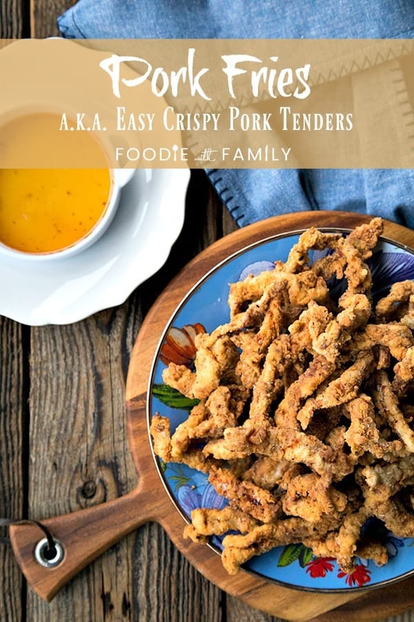 These Easy Crispy Pork Tenders or Pork Fries will be your new go-to party and game day snack. Make a huge pile of irresistible crispy-breaded pork from just two New York (boneless center cut) pork chops.