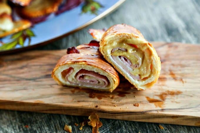 Ham and Cheese Croissants: homemade butter pastry is wrapped around tender ham and Swiss cheese and baked to brown, flaky perfection.