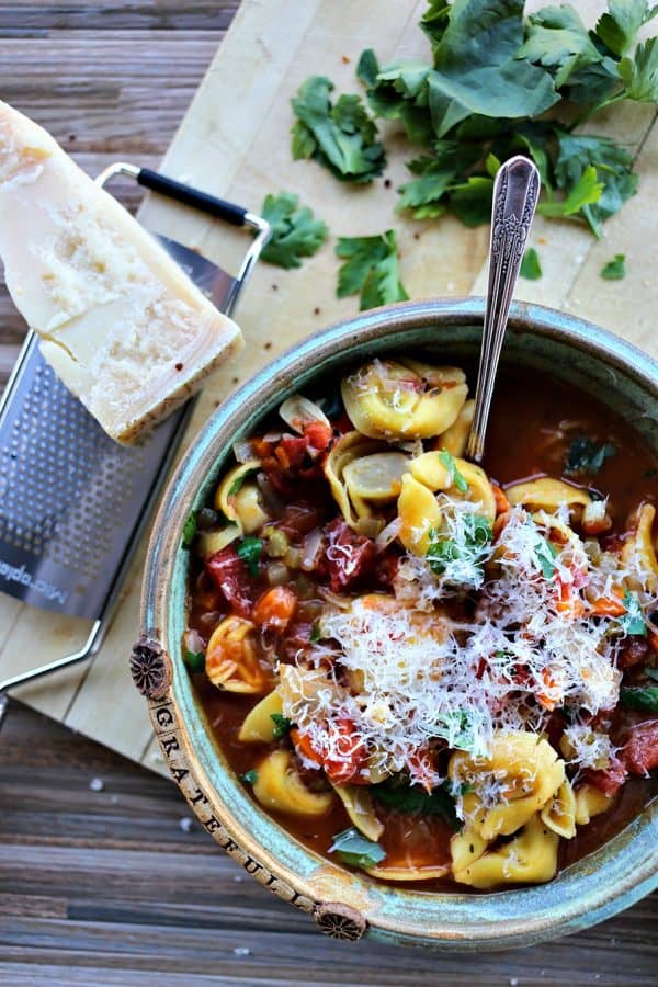Tortellini Vegetable Soup is an easy and soul soothing weeknight potage brimming with pasta and vegetables. 