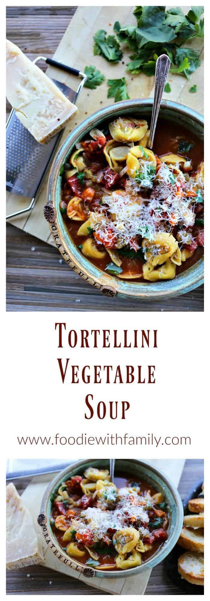 Tortellini Vegetable Soup is an easy and soul soothing weeknight potage brimming with pasta and vegetables.