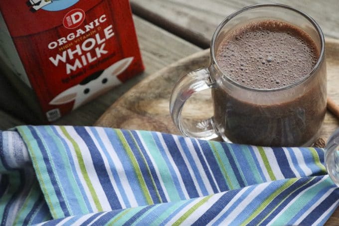 Creamy, rich, blender made spiced hot chocolate is made with just two main ingredients: good chocolate and milk. It has just a hint of warming cinnamon, nutmeg, and cayenne and is as easy as the powdered packets but worlds better. 